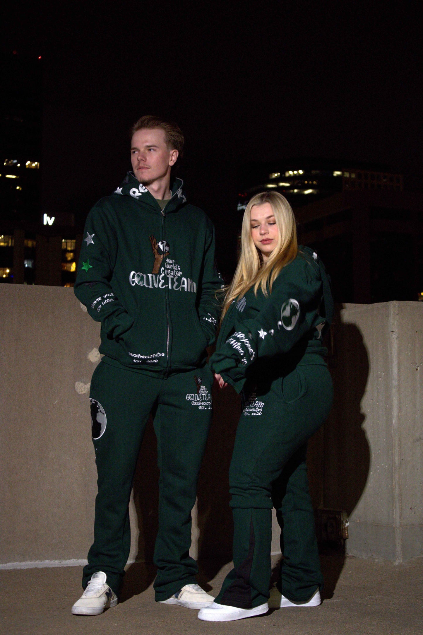 GLT X YWC Forrest Green Stacked Create Sweats